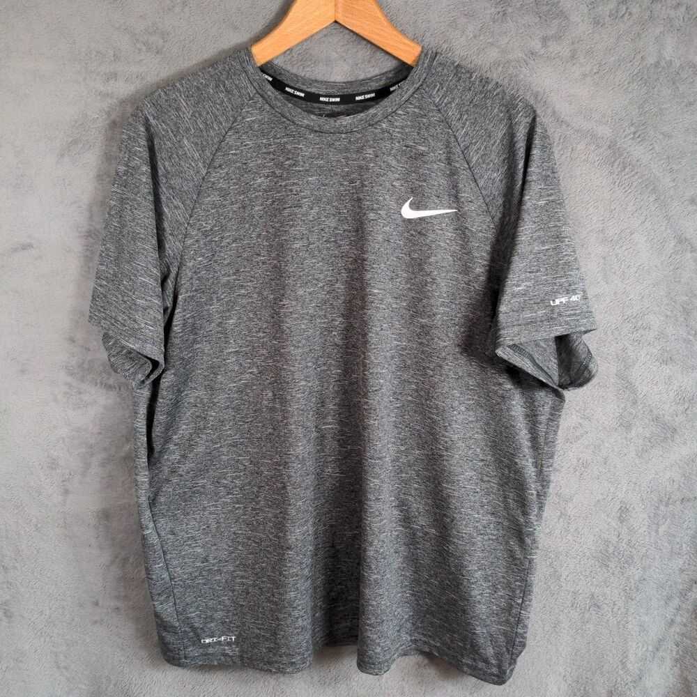 Nike Swim Hydroguard T-Shirt UPF 40+ Men's Large Gray Short Sleeve Dri-Fit